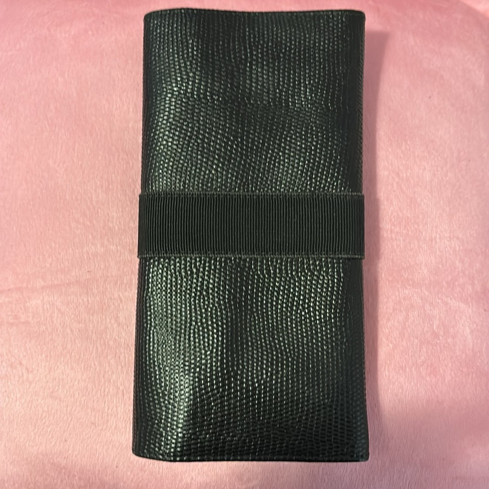 Salvatore Ferragamo Vara Bifold Long Wallet Black Leather Vintage Italy - Picture 7 of 8